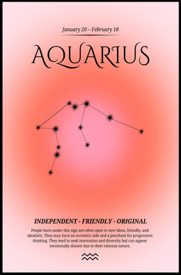 Aquarius Zodiac Minimalist Poster - Abstract or Artistic Poster PosterGoat