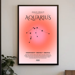 Aquarius Zodiac Minimalist Poster - Abstract or Artistic Poster PosterGoat