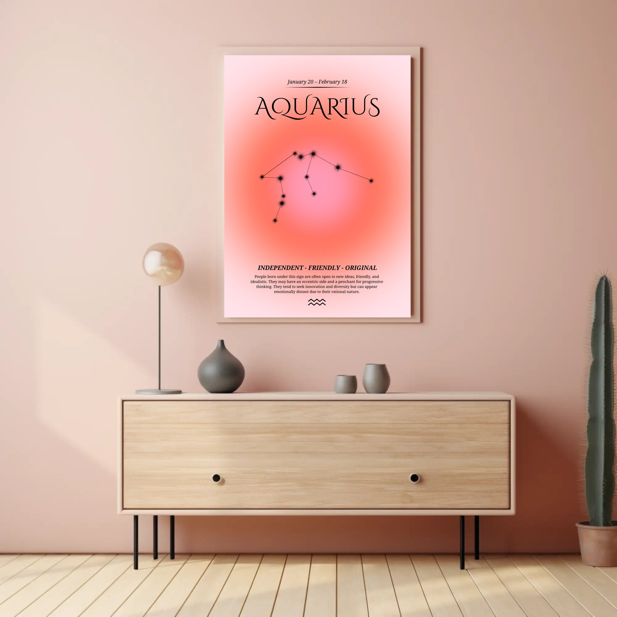 Aquarius Zodiac Minimalist Poster - Abstract or Artistic Poster PosterGoat