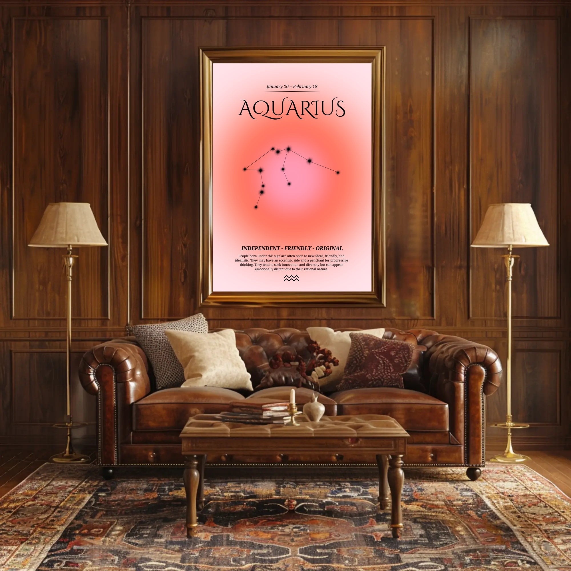 Aquarius Zodiac Minimalist Poster - Abstract or Artistic Poster PosterGoat