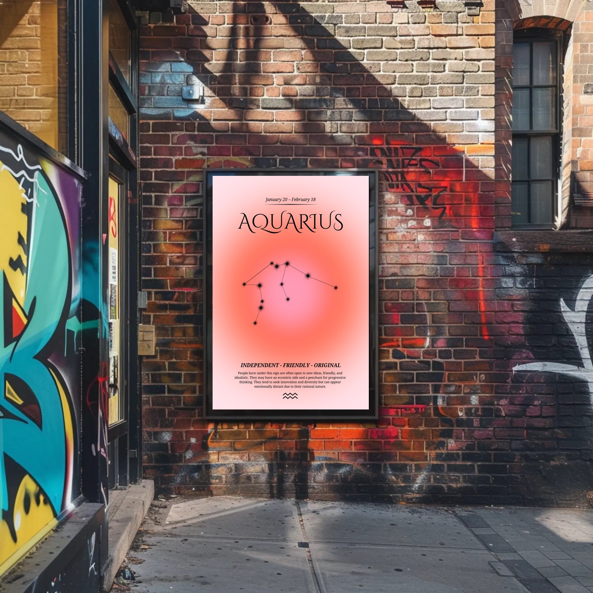 Aquarius Zodiac Minimalist Poster - Abstract or Artistic Poster PosterGoat