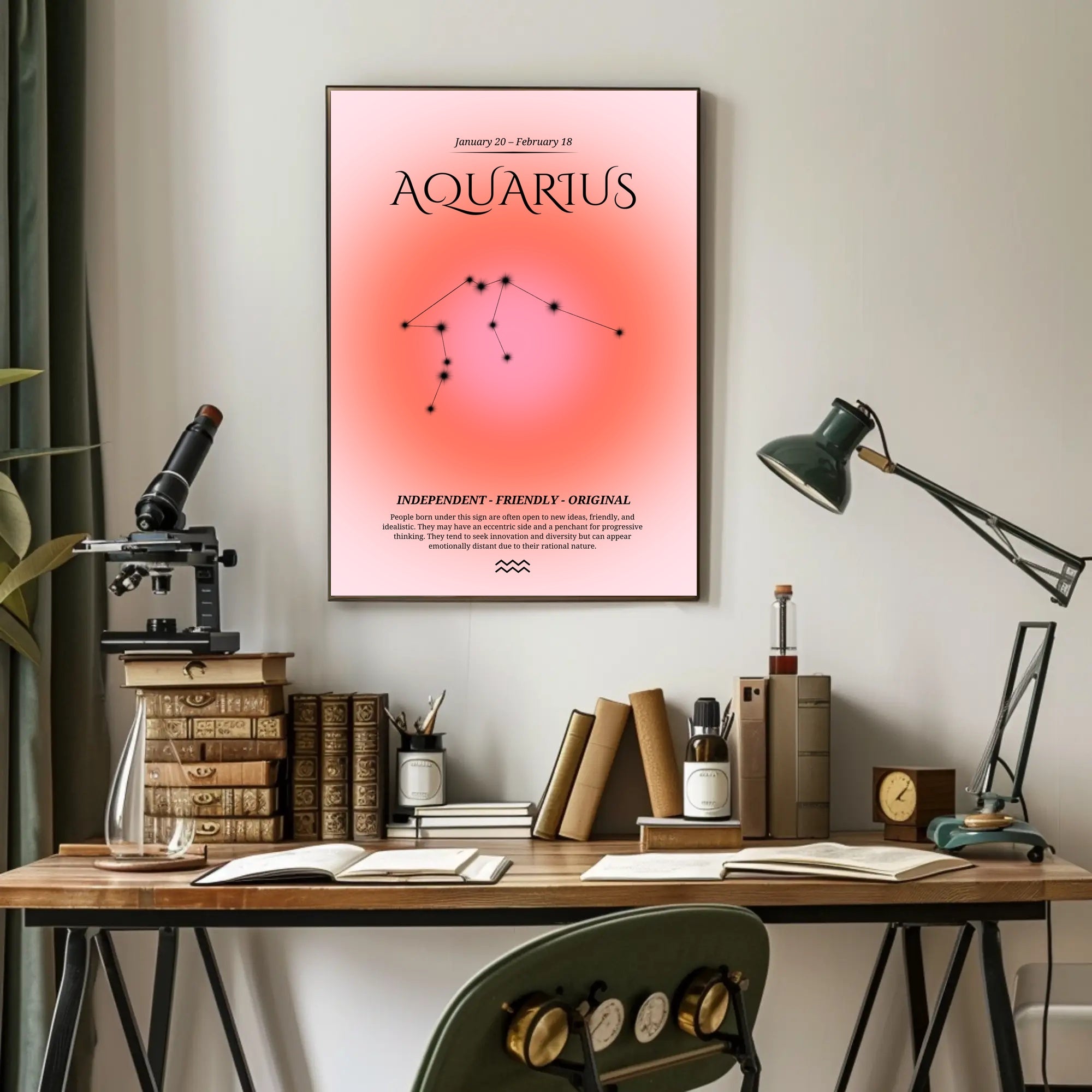 Aquarius Zodiac Minimalist Poster - Abstract or Artistic Poster PosterGoat