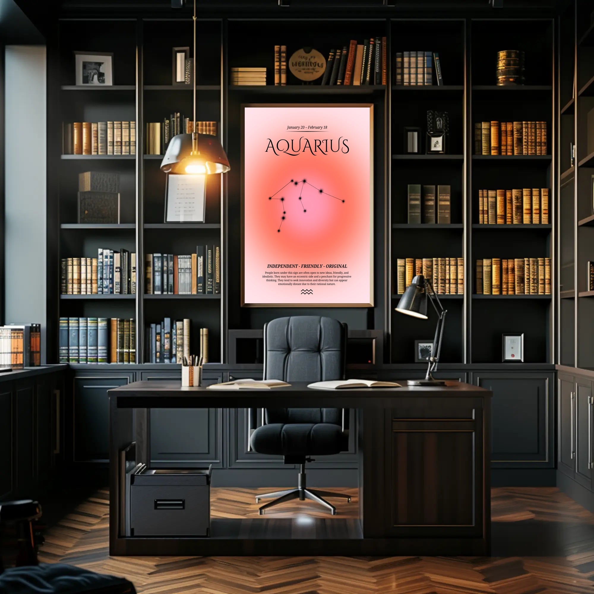 Aquarius Zodiac Minimalist Poster - Abstract or Artistic Poster PosterGoat