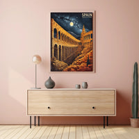 Aqueduct of Segovia Romanticized Vintage Travel Poster PosterGoat