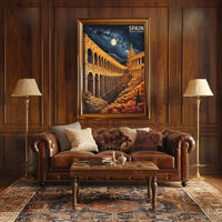 Aqueduct of Segovia Romanticized Vintage Travel Poster PosterGoat