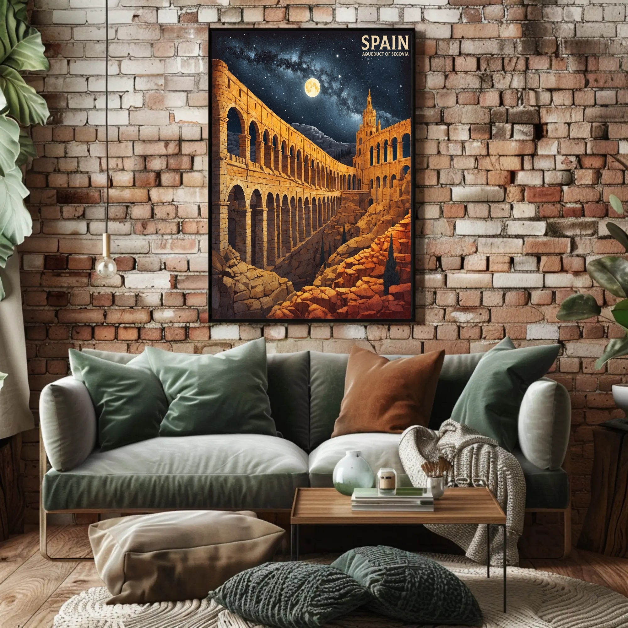 Aqueduct of Segovia Romanticized Vintage Travel Poster PosterGoat