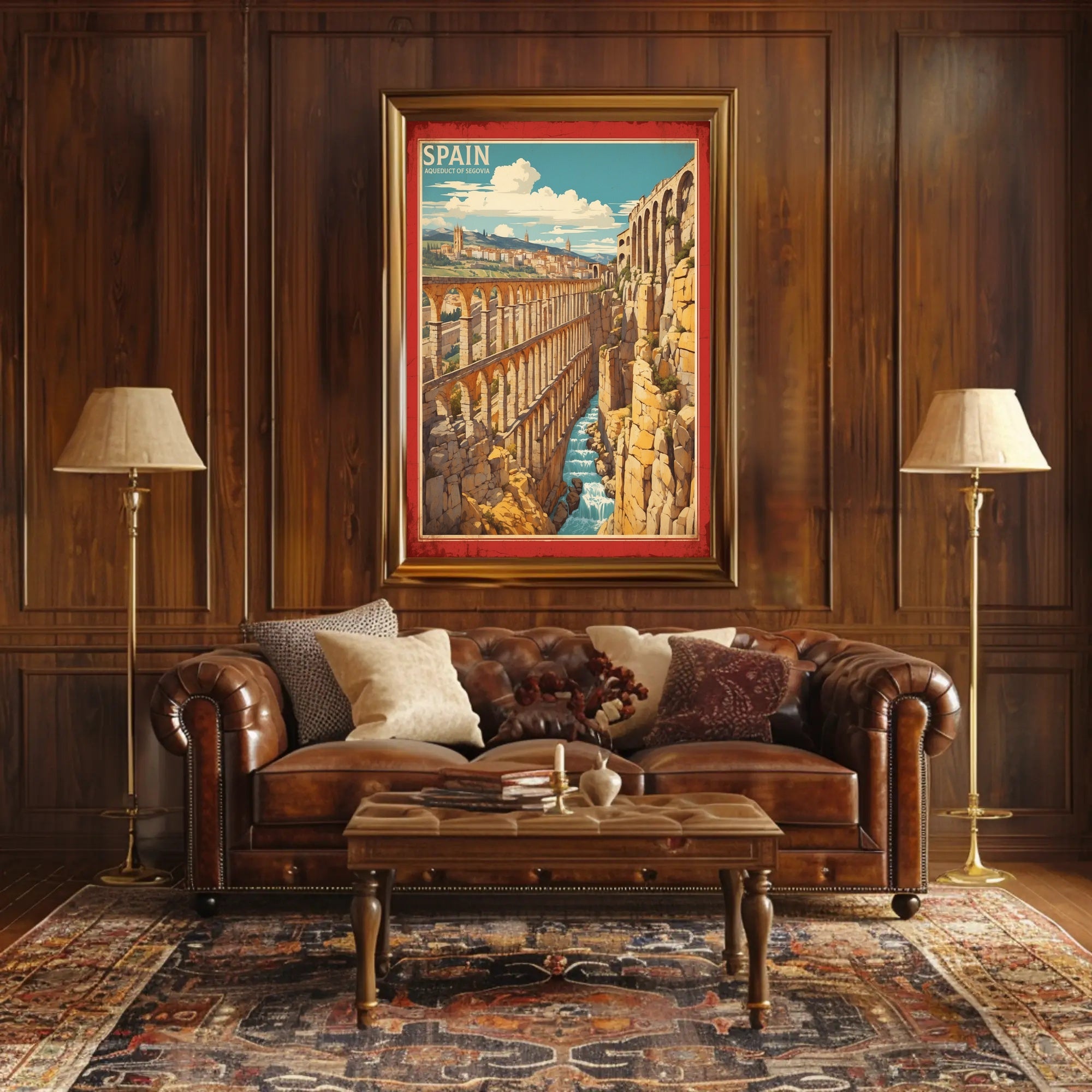 Aqueduct of Segovia Vintage Travel Poster PosterGoat