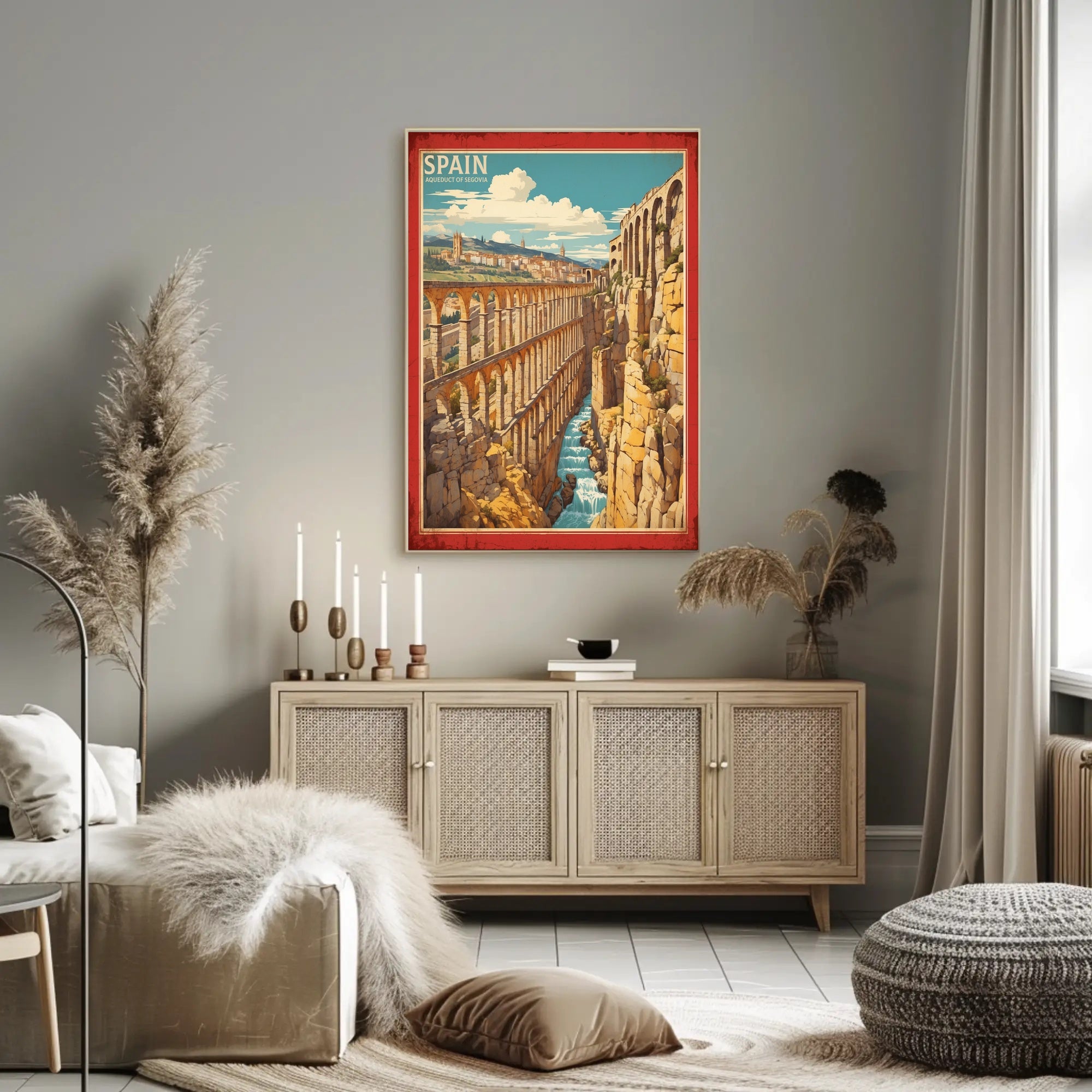 Aqueduct of Segovia Vintage Travel Poster PosterGoat