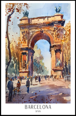 Arc de Triomf Barcelona Urban Cityscape Artistic Poster PosterGoat