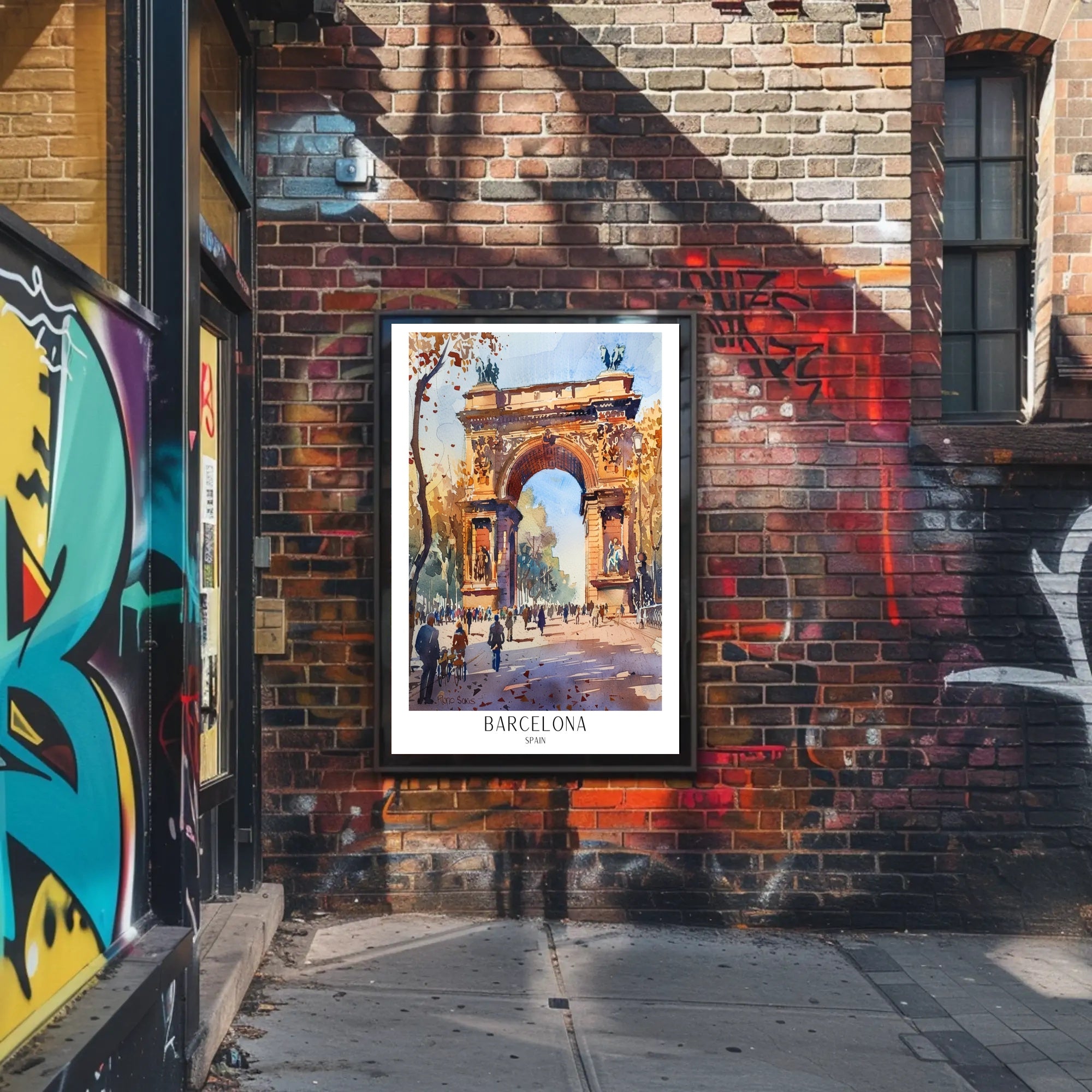 Arc de Triomf Barcelona Urban Cityscape Artistic Poster PosterGoat