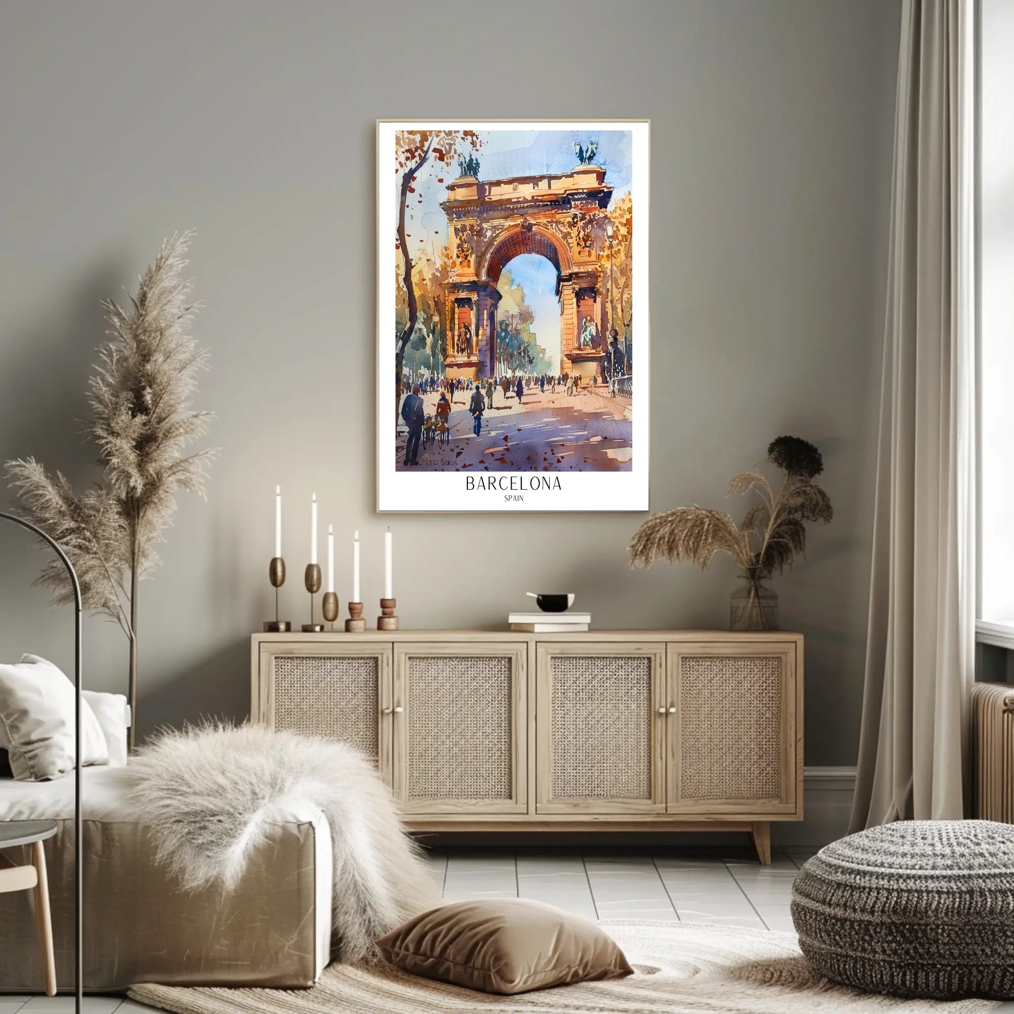 Arc de Triomf Barcelona Urban Cityscape Artistic Poster PosterGoat
