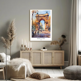 Arc de Triomf Barcelona Urban Cityscape Artistic Poster PosterGoat
