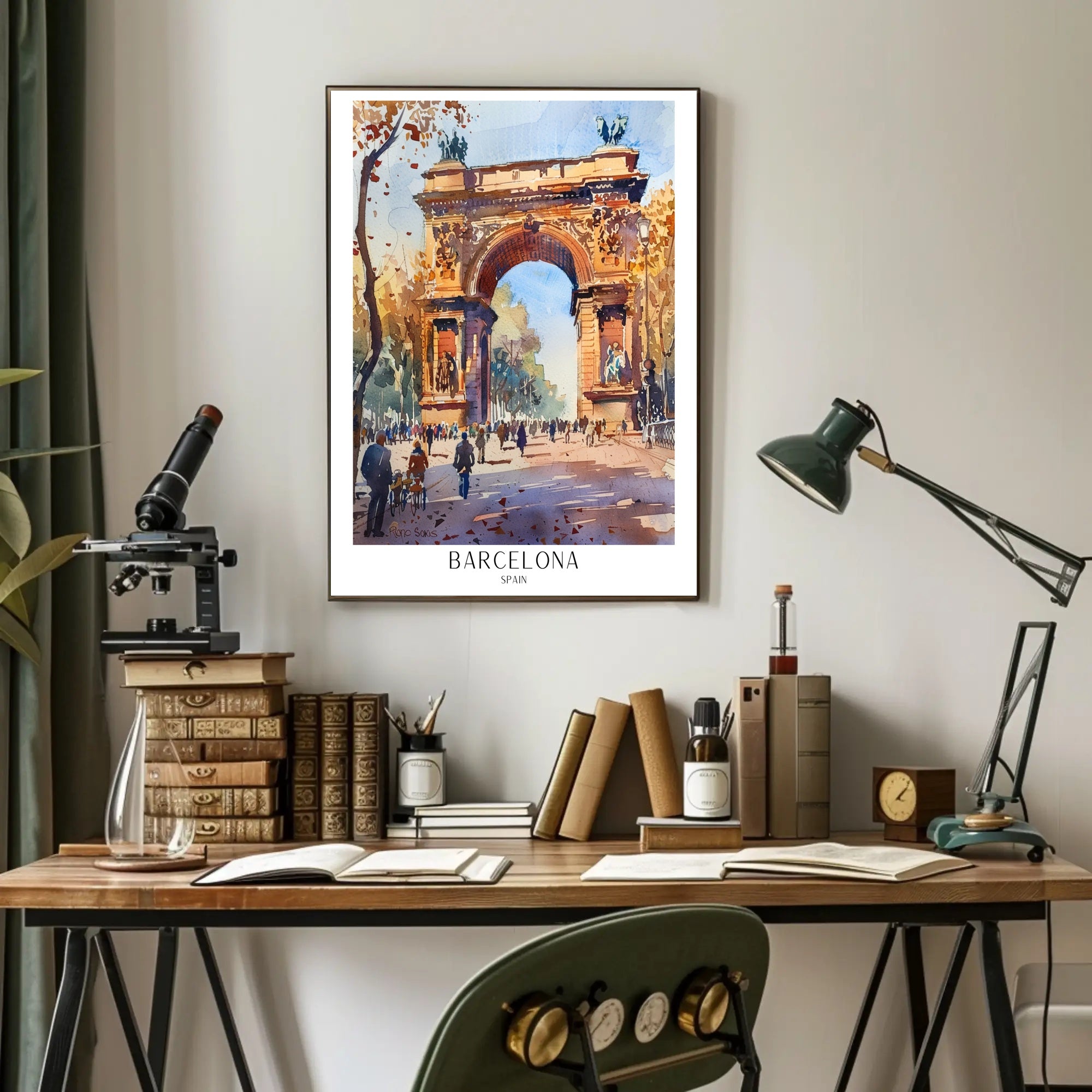 Arc de Triomf Barcelona Urban Cityscape Artistic Poster PosterGoat