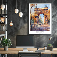 Arc de Triomf Barcelona Urban Cityscape Artistic Poster PosterGoat