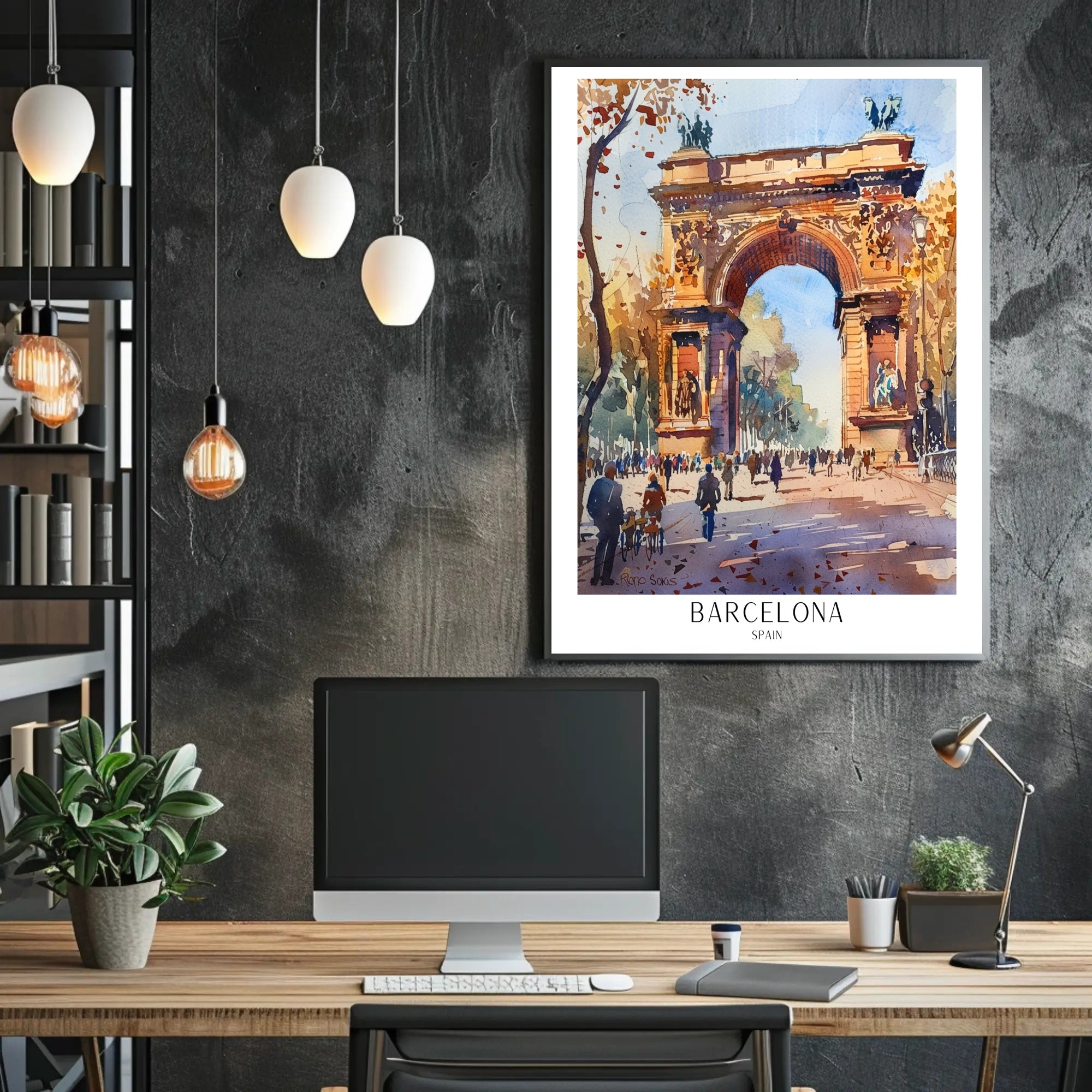 Arc de Triomf Barcelona Urban Cityscape Artistic Poster PosterGoat