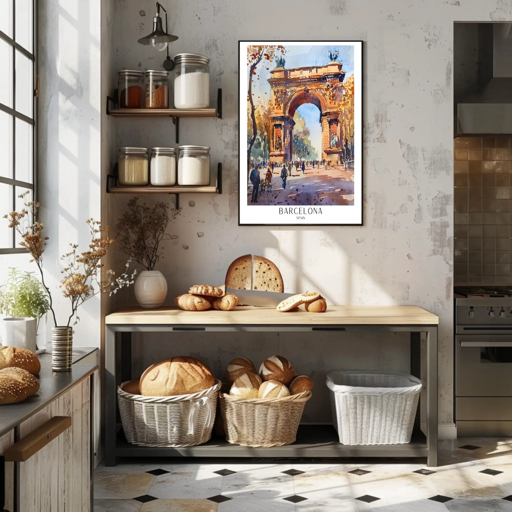Arc de Triomf Barcelona Urban Cityscape Artistic Poster PosterGoat