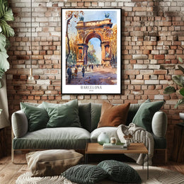 Arc de Triomf Barcelona Urban Cityscape Artistic Poster PosterGoat