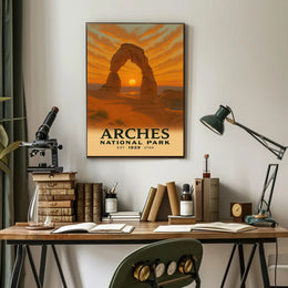 Arches National Park Sunrise Vintage Travel Poster PosterGoat