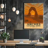 Arches National Park Sunrise Vintage Travel Poster PosterGoat