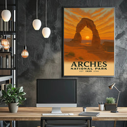 Arches National Park Sunrise Vintage Travel Poster PosterGoat