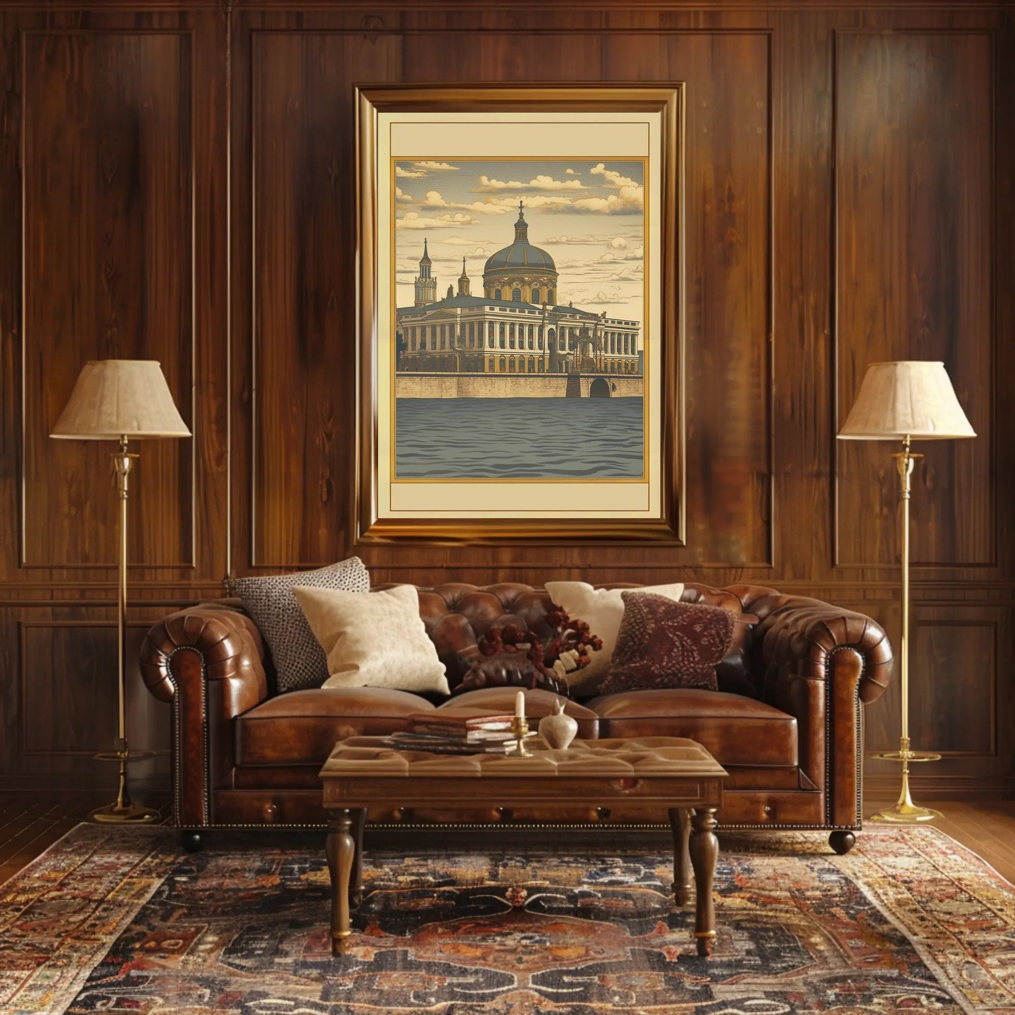 Architectural Elegance by the Water Poster PosterGoat