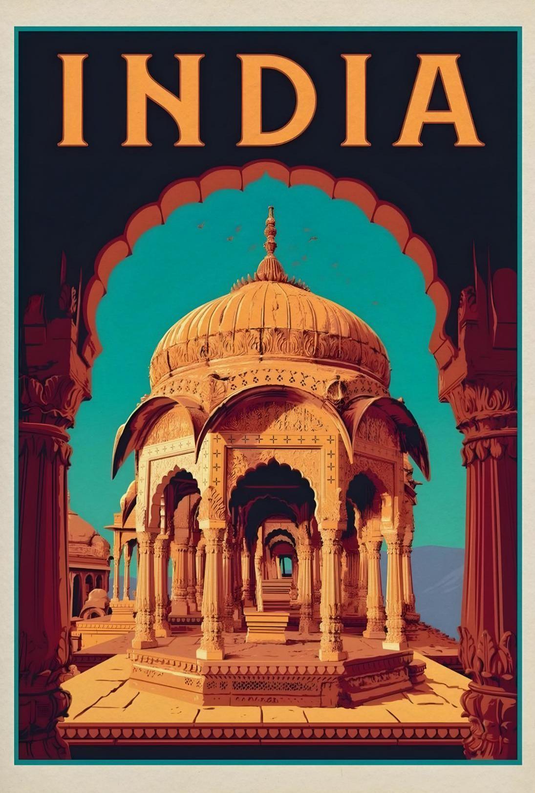 Architectural Grandeur India Vintage Travel Poster PosterGoat