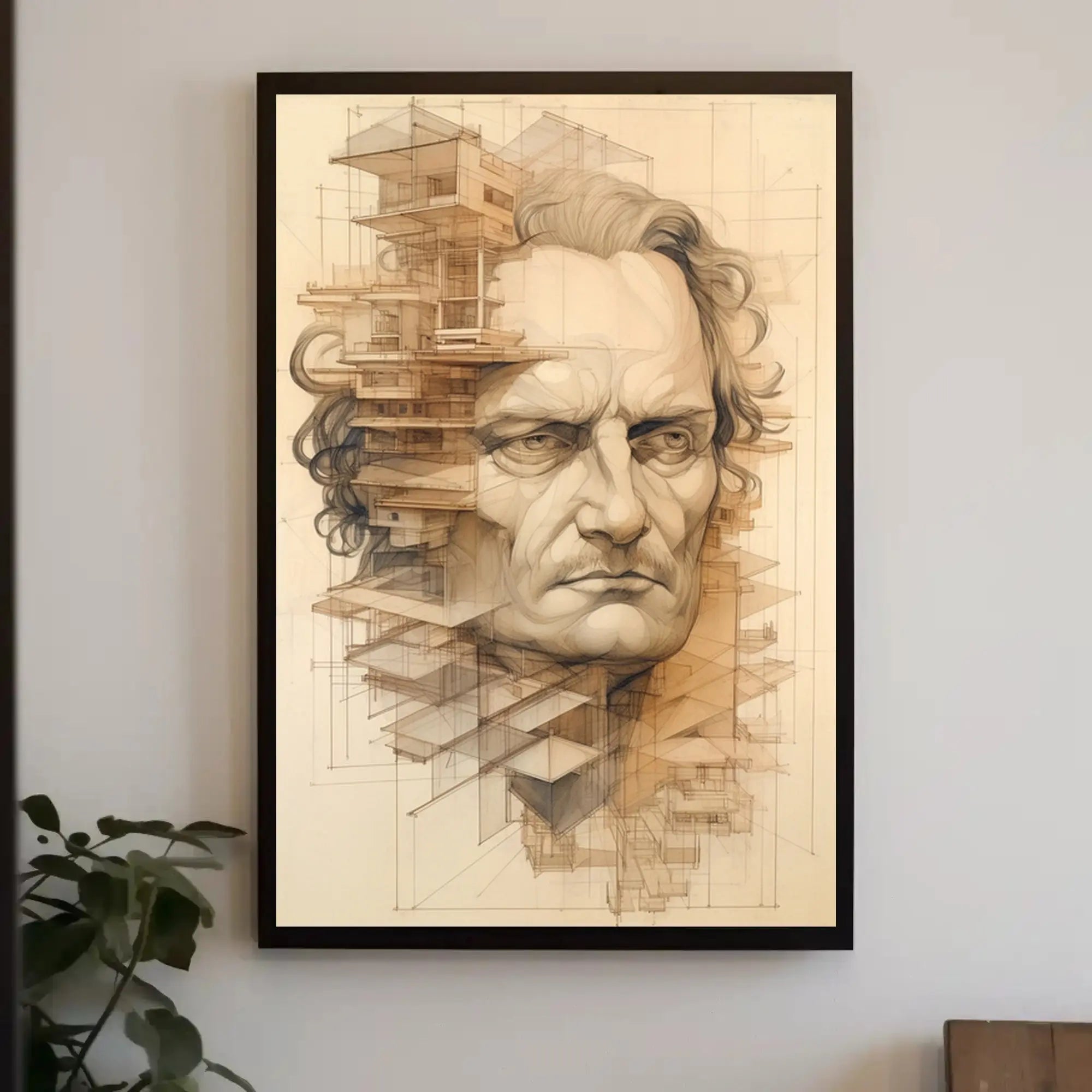 Architectural Intellect Fusion Art Print Poster PosterGoat