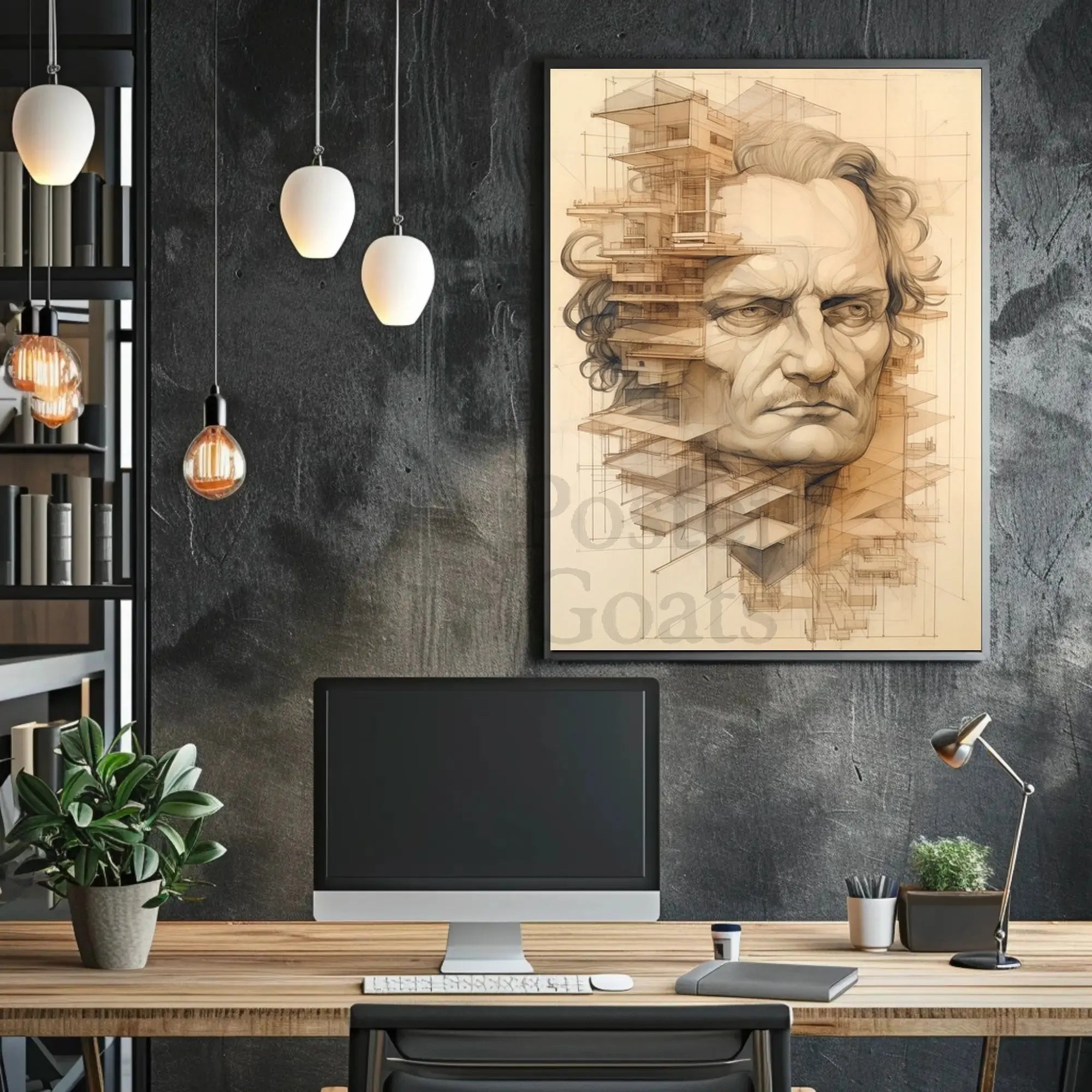 Architectural Intellect Fusion Art Print Poster PosterGoat