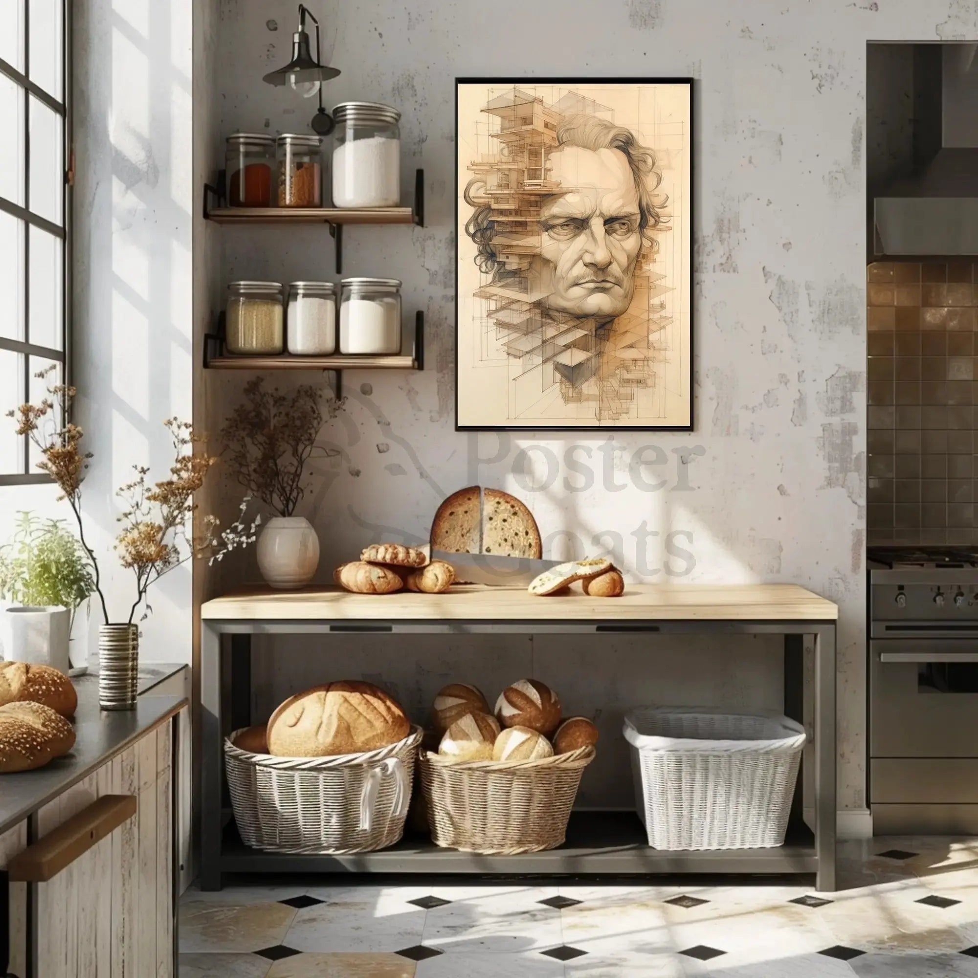 Architectural Intellect Fusion Art Print Poster PosterGoat