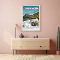 Arctic Foxes in Jan Mayen Vintage Travel Poster PosterGoat