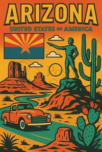 Arizona Adventure Vintage Graphic Travel Poster PosterGoat