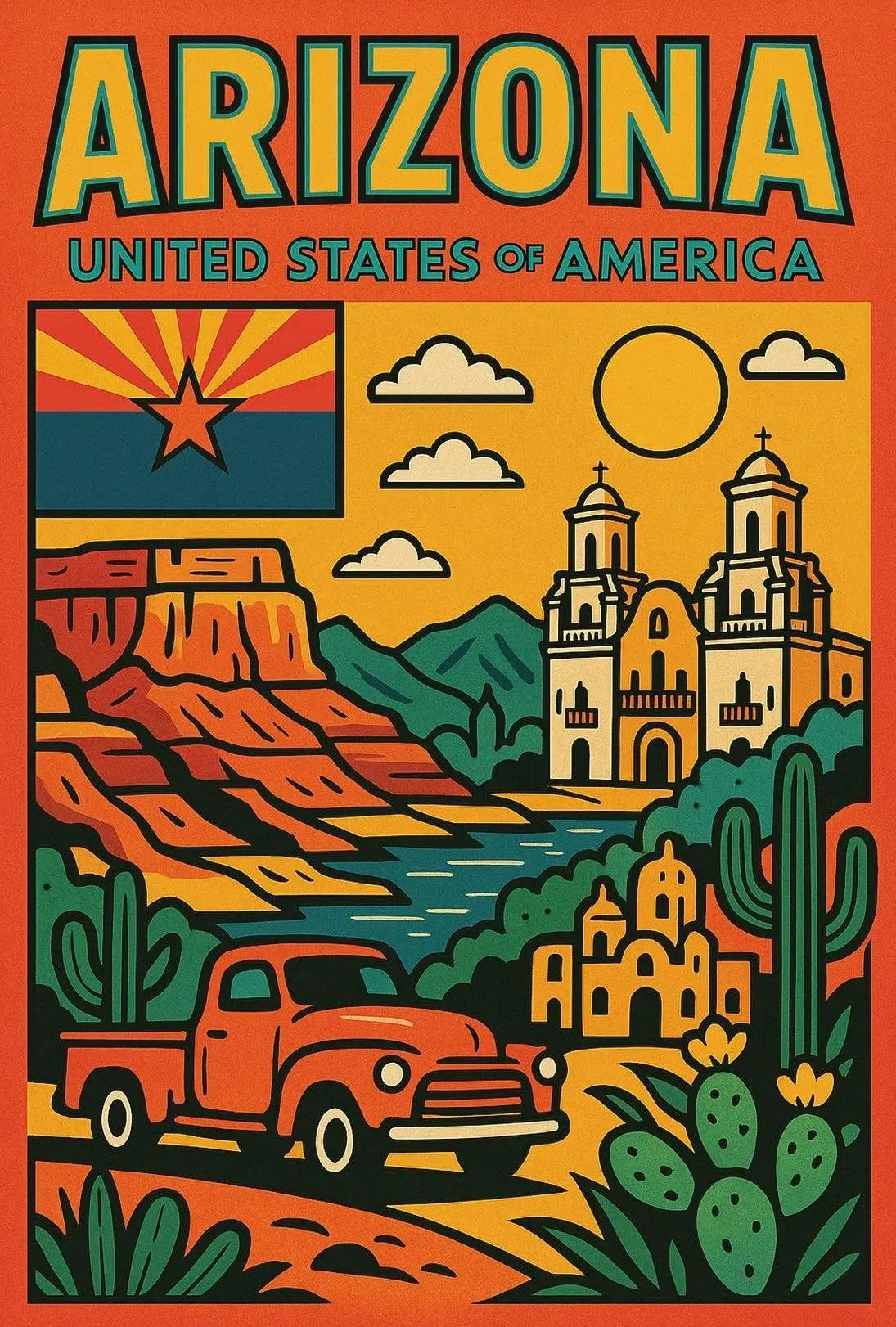 Arizona Adventure: Retro Travel Poster PosterGoat