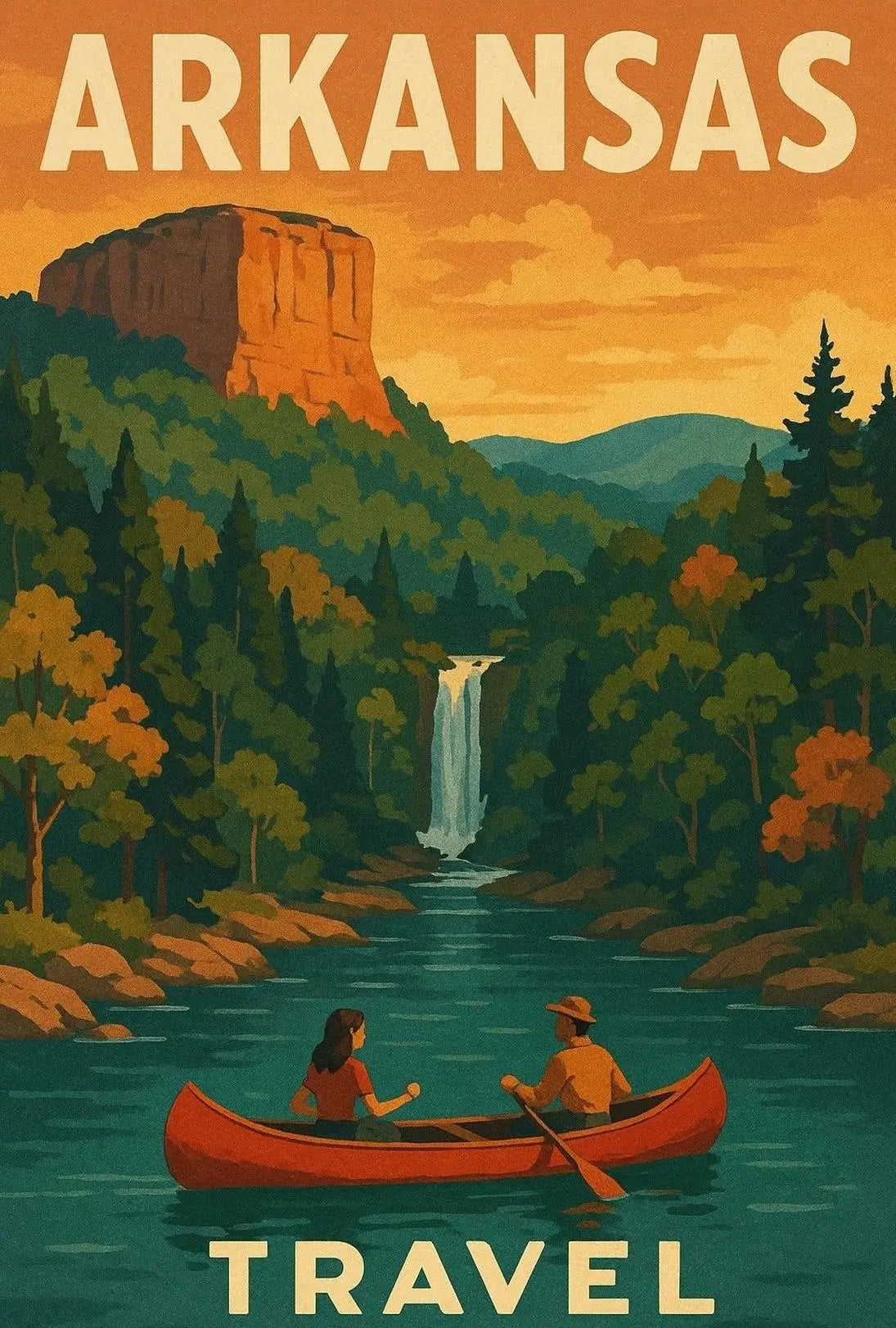 Arkansas Adventure Vintage Travel Landscape Poster PosterGoat