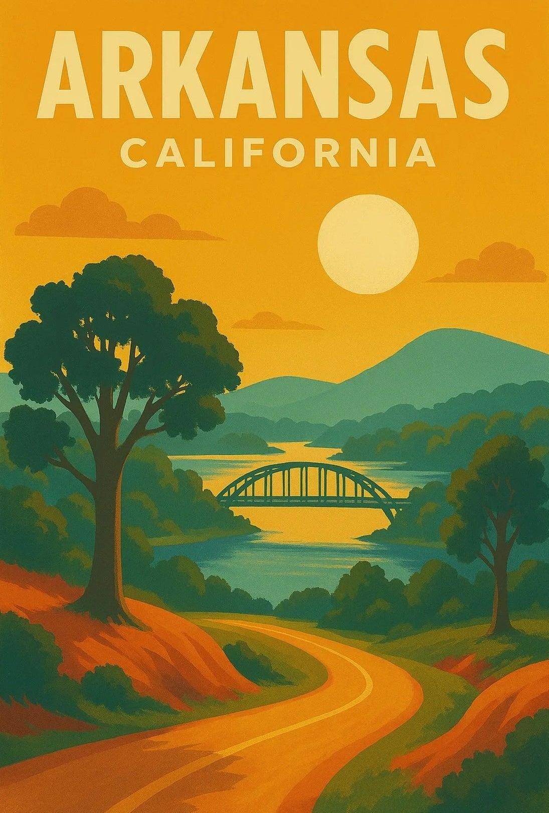 Arkansas California Scenic Bridge Vintage Travel Poster PosterGoat