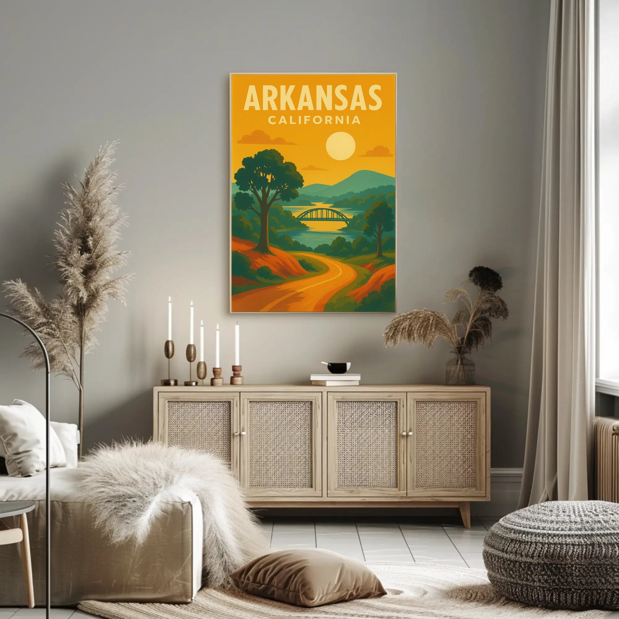 Arkansas California Scenic Bridge Vintage Travel Poster PosterGoat