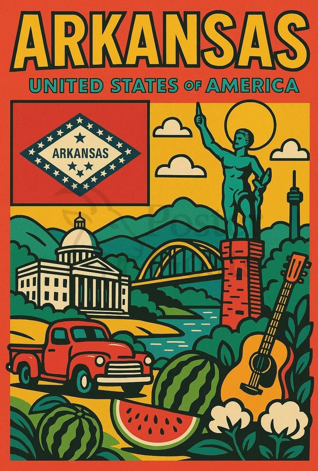 Arkansas Culture and Nature Vintage Travel Poster PosterGoat