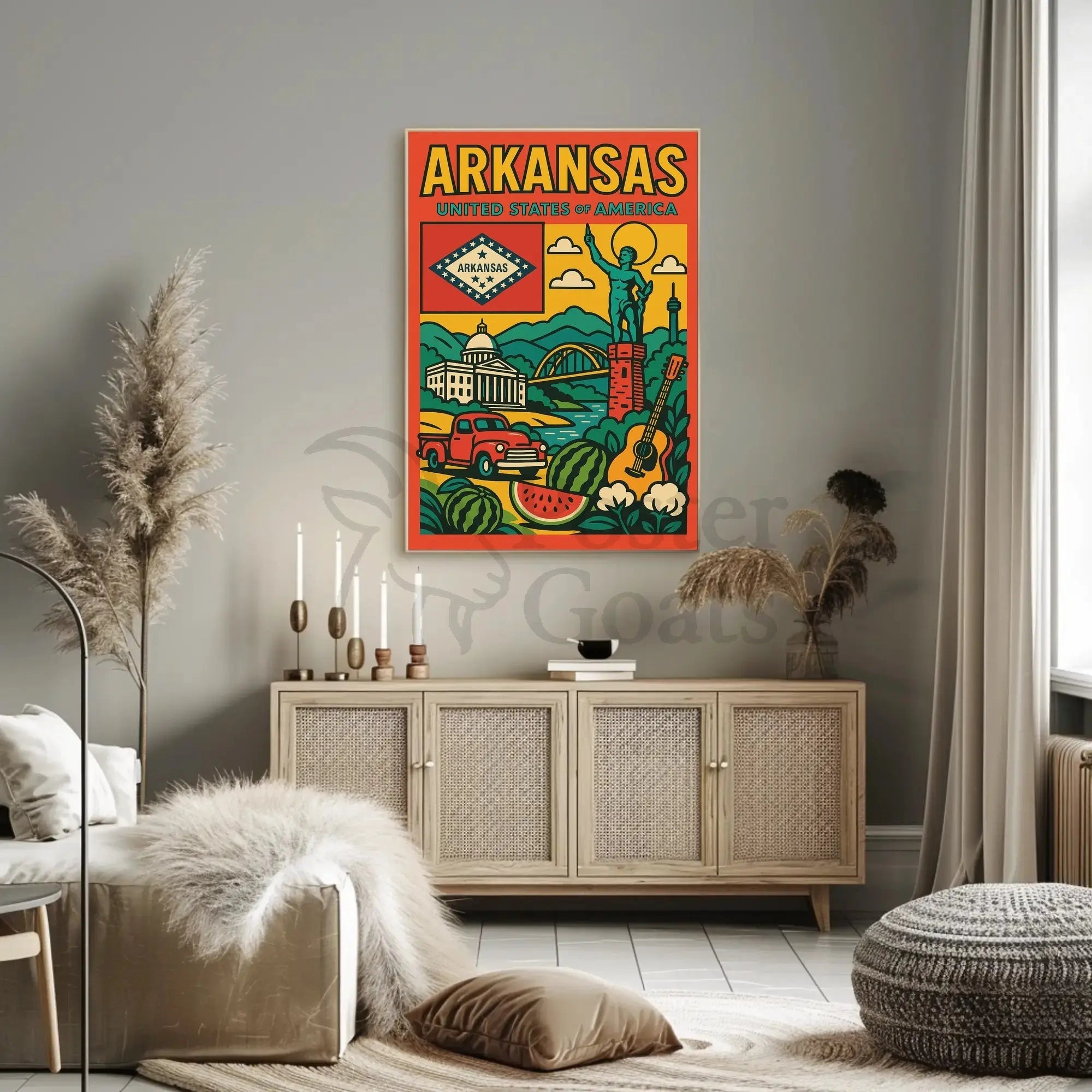 Arkansas Culture and Nature Vintage Travel Poster PosterGoat