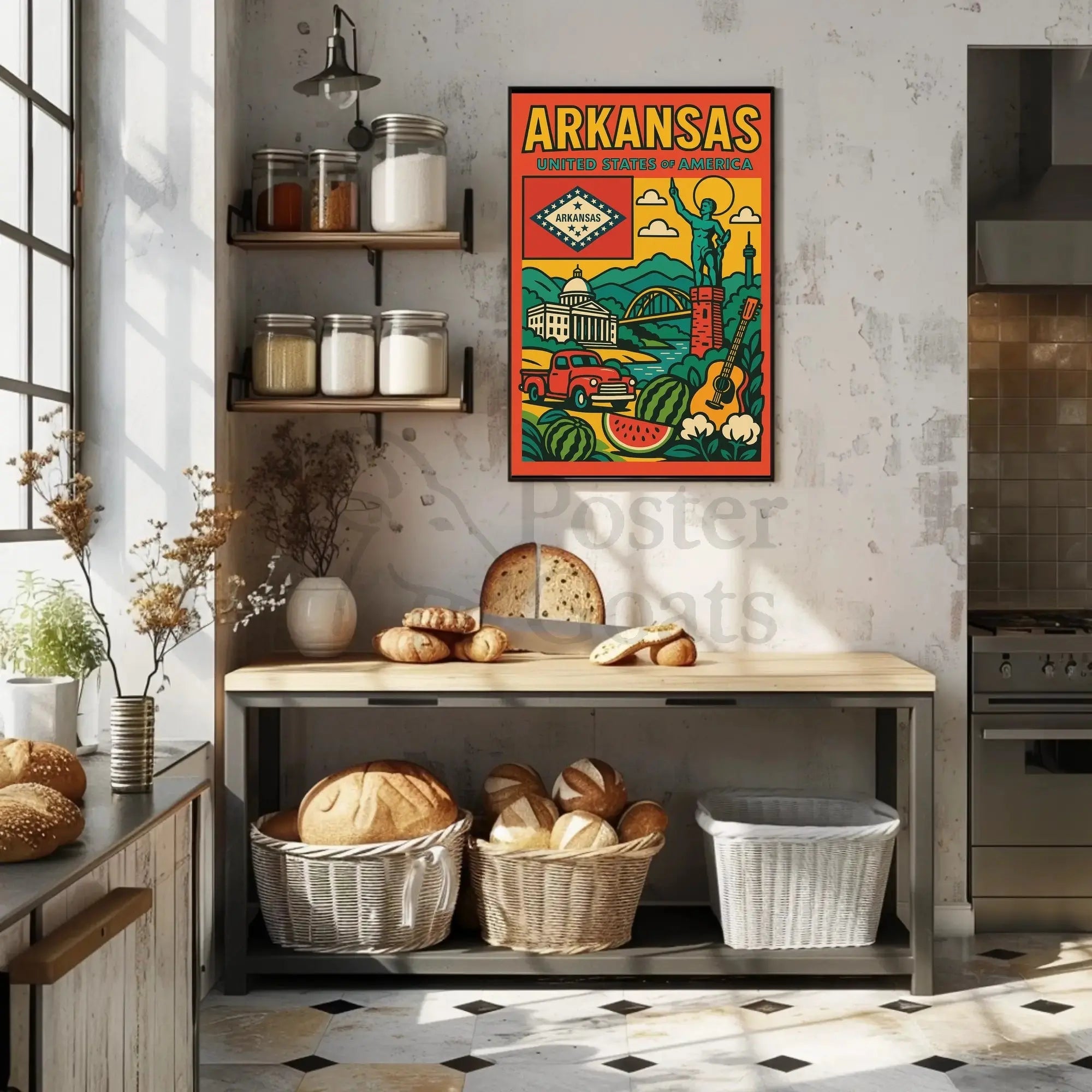 Arkansas Culture and Nature Vintage Travel Poster PosterGoat
