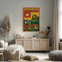 Arkansas Heritage Icons Retro Travel Poster PosterGoat