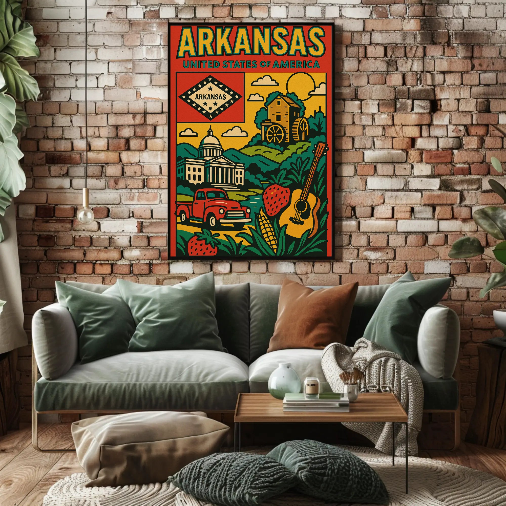 Arkansas Heritage Icons Retro Travel Poster PosterGoat