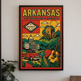 Arkansas Heritage Icons Retro Travel Poster PosterGoat