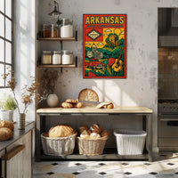 Arkansas Heritage Icons Retro Travel Poster PosterGoat