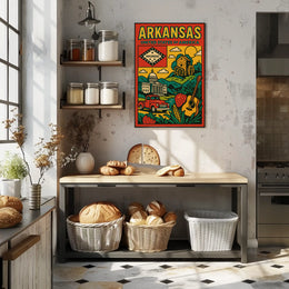Arkansas Heritage Icons Retro Travel Poster PosterGoat