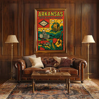 Arkansas Heritage Icons Retro Travel Poster PosterGoat