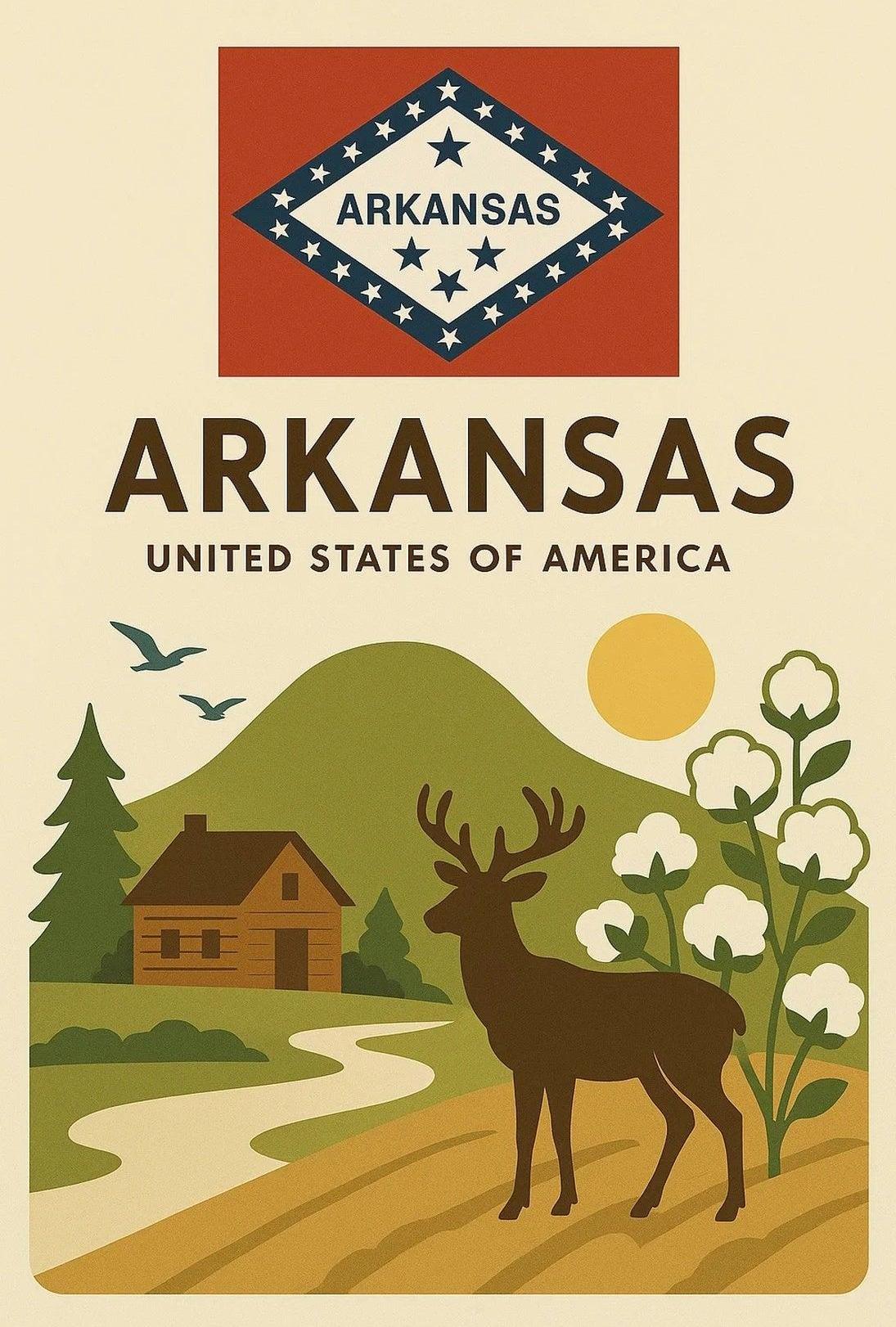 Arkansas Vintage Travel Poster Featuring Nature and Wildlife PosterGoat