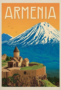 Armenian Landmark with Mount Ararat Travel Poster PosterGoat