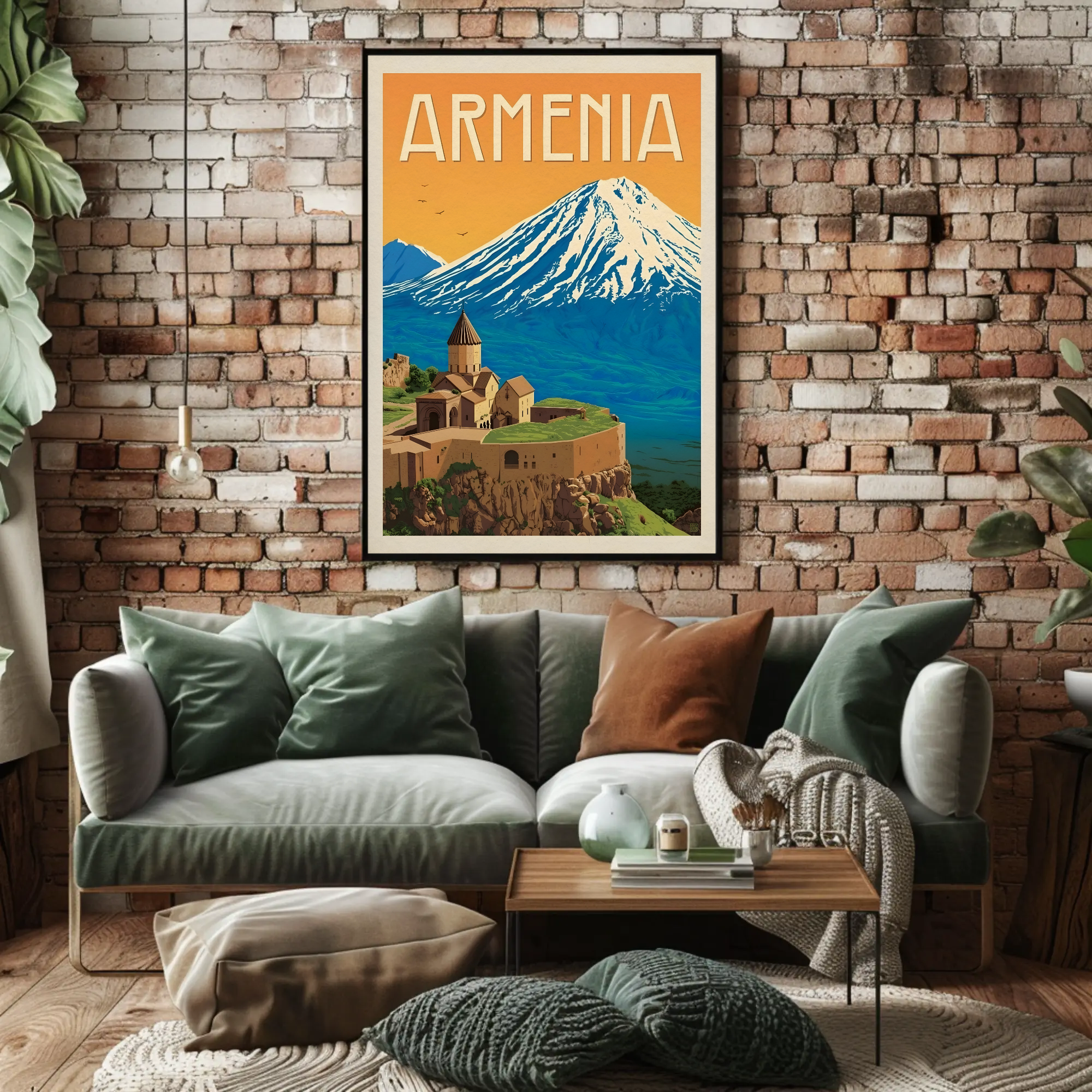 Armenian Landmark with Mount Ararat Travel Poster PosterGoat