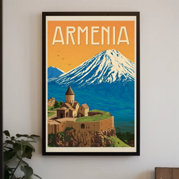 Armenian Landmark with Mount Ararat Travel Poster PosterGoat