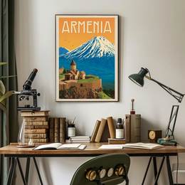 Armenian Landmark with Mount Ararat Travel Poster PosterGoat