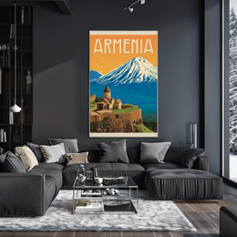 Armenian Landmark with Mount Ararat Travel Poster PosterGoat